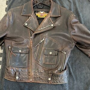 Harley-Davidson Men's Brown Leather Biker Jacket
